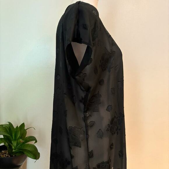 Silhouette Vintage Sheer Rose Blouse – Gothic, Boho Noir, Elegant Tunic Size 38 - Picture 2 of 5